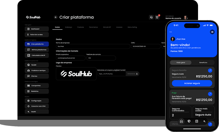 Painel de gerenciamento SoulHub